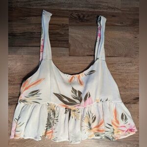 Z Supply Floral Crop Top in Cream and Pink